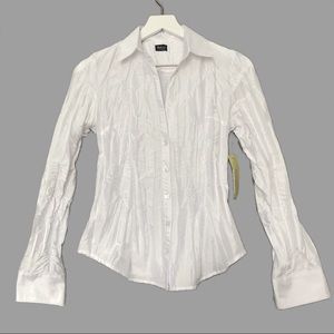 Beluva White Crinkle Blouse NWT
